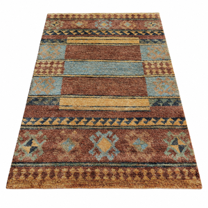 Hand Knotted Jute Carpet Handmade <b>Rustic</b> Area <b>Rug</b> Vintage Geometric Pattern Natural Fiber Floor Covering - Product Image 1
