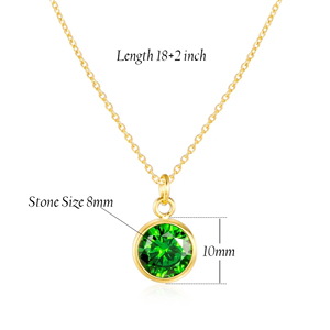 <b>Best</b> <b>Friend</b> Birthday Gift Sterling Silver Peridot Green <b>Necklace</b> with Gold Charm Fashion Crystal Birthstone Pendant - Product Image 3