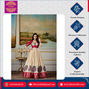 ชุด anarkali ชุด Koti พิมพ์ลายคาลามคาริทอจากโซล่าสำหรับงานแต่งงานแบบดั้งเดิม - Product Image 6
