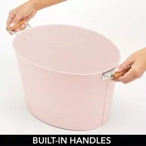 Seau à glace galvanisé rose en métal avec un design simple, parfait pour les accessoires de bar, les bacs à bière de luxe. - Product Image 4