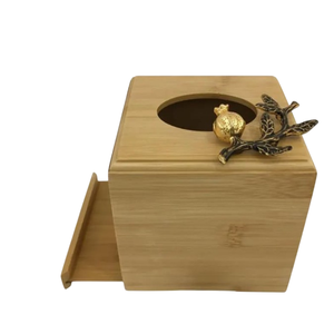 Eco-Friendly Bamboo <b>Tissue</b> Box Cover With Gold Bird Decor Napkin Holder <b>For</b> Home & Hotel Antique Decorative Bamboo <b>Tissue</b> Box - Product Image 1