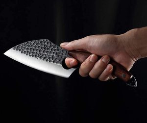 Couperet à viande robuste en acier au carbone, fabriqué à la main, avec logo personnalisé, couteau de cuisine pour barbecue, outil de coupe d'os forgé à la main, support OEM, vente en gros - Product Image 3