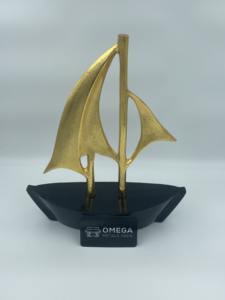 High Quality Sailing <b>Ship</b> Aluminium Decor Object Black and Golden Set of 2 <b>Boat</b> Home Decoration Sculpture Table Top Manufacturer - Product Image 2