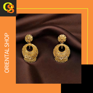 Prêt à expédier ensemble de boucles d'oreilles uniques conçues avec des boucles d'oreilles de style Jhumka plaqué or 22CT bijoux pour femmes - Product Image 2