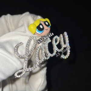 Custom 925 <b>Silver</b> VVS Moissanite Pendant for Women Enamel 3D Name and <b>Lettered</b> Name Birthday Gift <b>Necklace</b> - Product Image 6