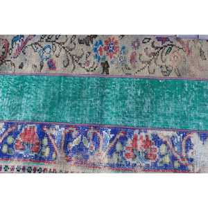 Tapis turc vintage, tapis de 2,2 x 4 pieds, tapis en laine rayé bleu vert - Product Image 5