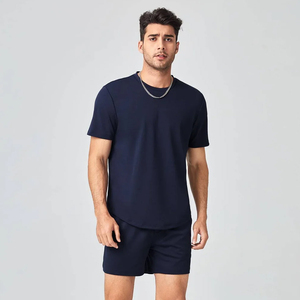 ชุดเสื้อยืดคอกลมสำหรับผู้ชายชุดกางเกงขาสั้นผ้าคอตตอนออร์แกนิกสำหรับ100% ชุดกางเกงขาสั้นชุดสูทแฝดแบบออกแบบได้ตามต้องการ - Product Image 6