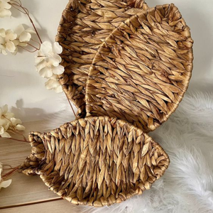 ชุดถาดเสิร์ฟรูปปลาผักตบชวาทำด้วยมือ3ชิ้นพร้อมที่จับปอกระเจาสำหรับตกแต่งและจัดเก็บอาหารขายส่ง - Product Image 3