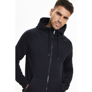 Sweat à capuche zippé pour homme, coupe classique, avec empiècements contrastants, 100% coton, respirant, écologique, élégant, pour l'automne - Product Image 3