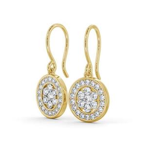 0.90CTW Pendientes de diamantes cultivados en laboratorio de corte brillante 14K/18K oro sólido chapado en rodio IGI certificado Pave Halo envoltura de alambre de oro rosa - Product Image 3
