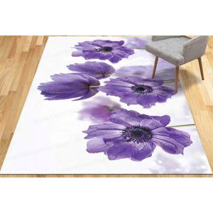 Tapis d'entrée floral violet - Tapis antidérapant pour salon, tapis en chenille - Product Image 1