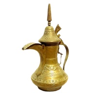 Cafetera Dallah de latón hecha a mano de alta calidad con acabado pulido grabado para vajilla cafetera de Oriente Medio