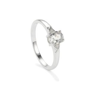 Bague en argent sterling Ratanakiri avec zircon blanc 1 carat incrusté, bijoux modernes pour le bureau - Product Image 1