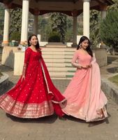 Vestido Anarkali de Alta Calidad, Atractivo, Tradicional Indio-Pakistaní, para Festividades, Diseño de Diseñador, en Falsa Georgette para Mujer