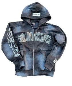 Customized Logo Acid Wash 100% Cotton French Terry Breathable Winter Men's Zipper Hoodies Shorts 2-Piece Sweatsuit <b>Set</b> High - Product Image 2