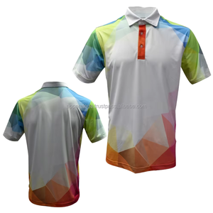 Logo personnalisé unisexe brodé pour polo Chemise de golf en polyester à séchage rapide Manches courtes Maillot de grande taille imprimé en tissu - Product Image 4