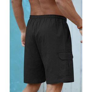 Pantalones cortos de algodón 100% de verano para hombre, pantalones cortos deportivos sólidos suaves hasta la rodilla para correr, logotipo personalizado, cordón suelto - Product Image 4