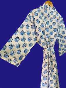 Bata Kimono de Algodón Azul Floral con Diseño de Rayas y Cinturón para Spa, Hotel, Resort - Proveedor Mayorista de Piezas Individuales para EE. UU., Reino Unido y Australia - Product Image 4