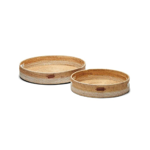 Lot de 3 plateaux à dessert tissés à la main en rotin avec design rond, parfaits pour la vaisselle de mariage et le service de nourriture à l'hôtel - Product Image 4