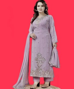 FANCY GEORGETTE BORDADO SECUENCIA TRABAJO TOP BOTTOM CON DUPATTA FESTIVE WEAR PRECIO AL POR MAYOR ROPA ÉTNICA - Product Image 1