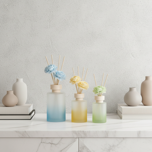 Bottiglia in Vetro Satinato Rotonda per Diffusore di Oli Essenziali con Tappo Decorativo in <span class=keywords><strong>Legno</strong></span> per Arredamento Casa e Ufficio, Uso Estivo, Primaverile e Autunnale - Product Image 6