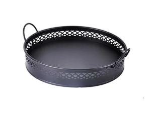 Plateau de service en métal de fer décoratif noir personnalisé de haute qualité avec plateau solide et poignée de tuyau polyvalent pour un usage domestique - Product Image 1