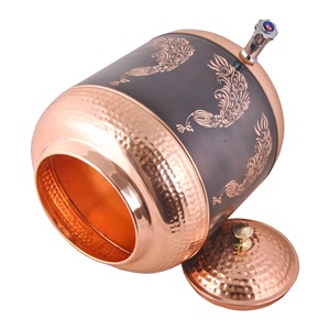 Luxury Hammered Design Handmade Copper <b>Water</b> <b>Container</b> with Lid Anti-corrosion Coating for Kitchen Home Hotel Restaurants Decor - Product Image 5