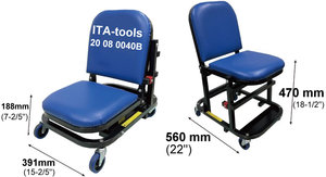 Herramientas ITA, Proveedor de Taiwán, Asiento Rodante 2 en 1 de 218 mm (8.6\") / Taburete Rodante de 483 mm (19\") con Almohadilla Azul, Asiento Cómodo, Capacidad de 150 kg - Product Image 3