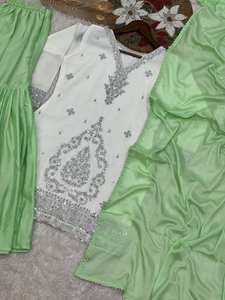 Nueva colección tradicional pakistaní lista para usar con lentejuelas bordadas Work Top-Sharara con Dupatta para fiestas - Product Image 4