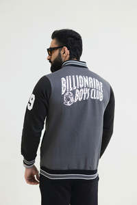 Nouveau design de veste universitaire en charbon de bois pour hommes col côtelé fermeture à boutons Letterman College Baseball Bomber Varsity Jacket - Product Image 2