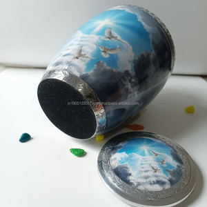 Urnas de cremación de aluminio grandes para adultos con estampado de Cruz hermosa al por mayor personalizadas, cenizas para cenizas humanas, urnas de recuerdo conmemorativas de Metal - Product Image 5