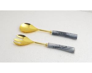 Serveur de salade en acier inoxydable plaqué or de style unique couverts royaux meilleur vendeur outil de salade ustensiles de cuisine en acier inoxydable - Product Image 1