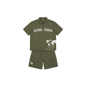 Ensemble deux pièces en jean unisexe personnalisé, décontracté, confortable, streetwear, chemise boutonnée en coton, short en jean, costume en jean pour homme - Product Image 2