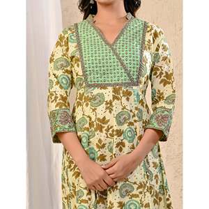 Vestido Largo Estampado de Algodón Crema Pista - Estilo Casual, Transpirable, Talla Única para Oficina, Trabajo, Fiestas de Cumpleaños, Suministro ODM - Product Image 2