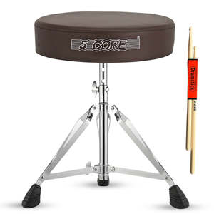 5 Core Drum Throne 3 Thick <b>Padded</b> Memory Foam Comfortable Drummer <b>Stool</b> 200Lb Capacity Adjustable - Product Image 1
