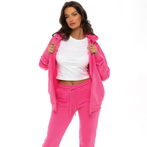OEM Meilleure qualité Streetwear élastique surdimensionné sweat à capuche zippé plissé deux pièces survêtement ensemble sweat à capuche pour femmes - Product Image 4