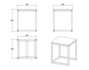 Mesa Pequeña Cuadrada, Totalmente de Madera Maciza, Desarmable - Product Image 2