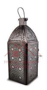 Lanterne à bougie en métal noir fini, lanterne artisanale pour la décoration de l'Aïd, lanterne de jardin en bois - Product Image 6