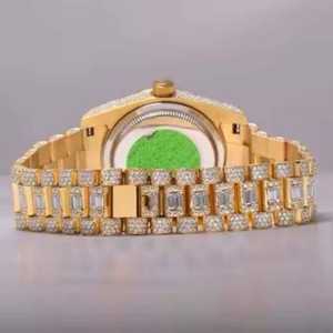 ราคาตลาดนาฬิกาอัตโนมัติแบบอนาล็อก สายหนัง สแตนเลส ประดับเพชรโมอิสซาไนต์ ความใส VVS สำหรับผู้ค้าส่ง - Product Image 3