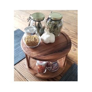 Susan paresseux en bois avec 2 pneus vaisselle de rangement artisanal article de décoration pour restaurant et cuisine - Product Image 1