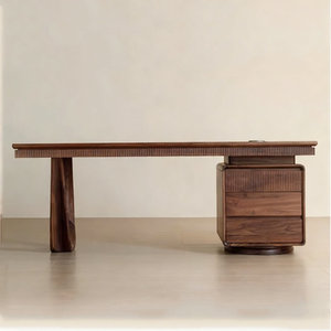Natural Brown <b>Solid</b> <b>Wood</b> Rectangular Writing <b>Desk</b> Nordic Style Spacious Work Surface 1-Year Warranty - Product Image 2