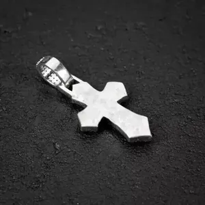 2pcs Moissanite Men's <b>Cross</b> Pendant <b>Charm</b> Real 14K White Gold Plated 925 Silver Fine Pendants & <b>Charms</b> - Product Image 3