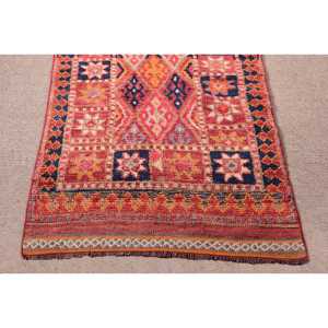 Turkish Vintage Rug, 2.7x11.9 ft <b>Runner</b> Rug, <b>Red</b> Herki Oriental Rug - Product Image 5