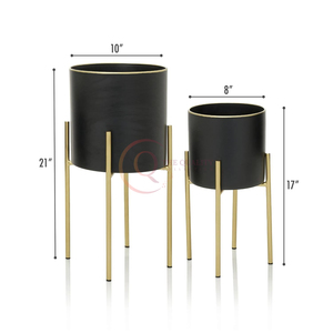 El último florero de hierro hecho a mano con soporte de metal para decoración del hogar y el jardín para bodas en interiores y plantas recubiertas de energía negra de Pascua - Product Image 3