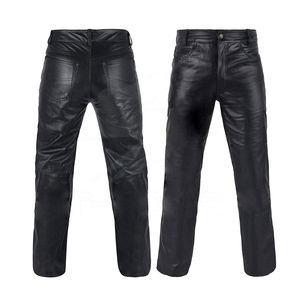 2025 pantalones acampanados de cuero genuino de piel de vaca Premium para hombres moda elegante en tendencia - Product Image 1