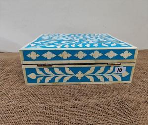 Customized Colours Resin Bone Inlay Box <b>Mother</b> of Pearl Indian Handicrafts Jewelry Box Model Pattern for International Shipping - Product Image 3