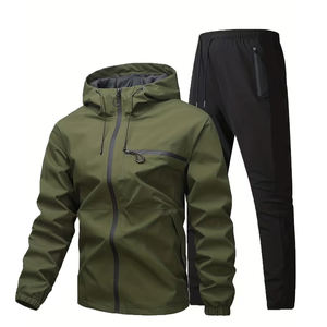 Ensembles coupe-vent d'hiver pour adultes avec capuche, fermeture éclair, manches longues, imperméable, coupe-vent, poche zippée, logo sur le devant - Product Image 1