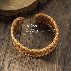 Pulsera de Mimbre Geométrica de Verano para Mujer, Pulsera Ligera y Ecológica, Creativa, Simple, Bohemia, Respetuosa con el Medio Ambiente - Product Image 2