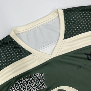 Camiseta de fútbol americano verde y beige personalizada, uniforme de equipo personalizado, ropa deportiva de tela de malla transpirable para hombres y mujeres - Product Image 5