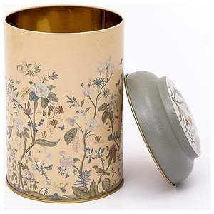 Kontensan ER1152E - Lata Redonda de Metal de 1.2L en Color Amarillo Pastel con Tapa de Diseño Floral de 105mm X 150mm para Organizadores de Joyería - Product Image 2